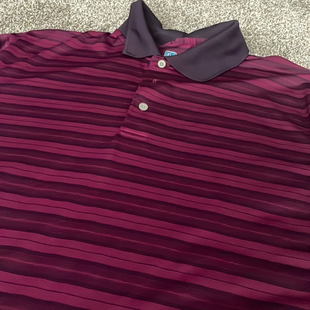 NWOT PGA Tour Airflux Purple Stripes Men’s Polo Golf Shirt Top Collared XL - Picture 2 of 4